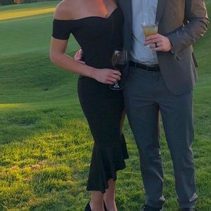 Black Midi Mermaid off the shoulder dress